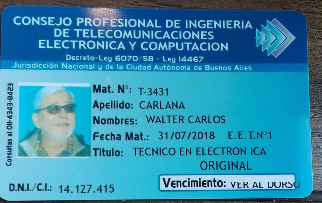 Resultado de imagen para carnte matriculado tecnico